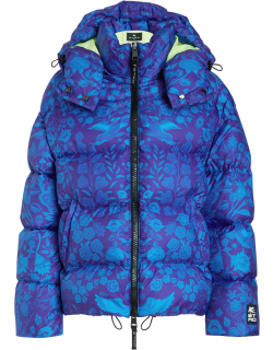 Etro Woman Navy Blue Down Jacket With All-over Print