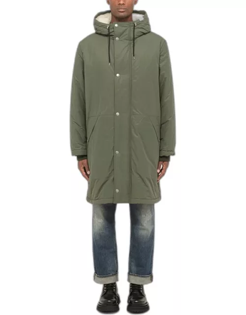 Military green parka jacket with hood