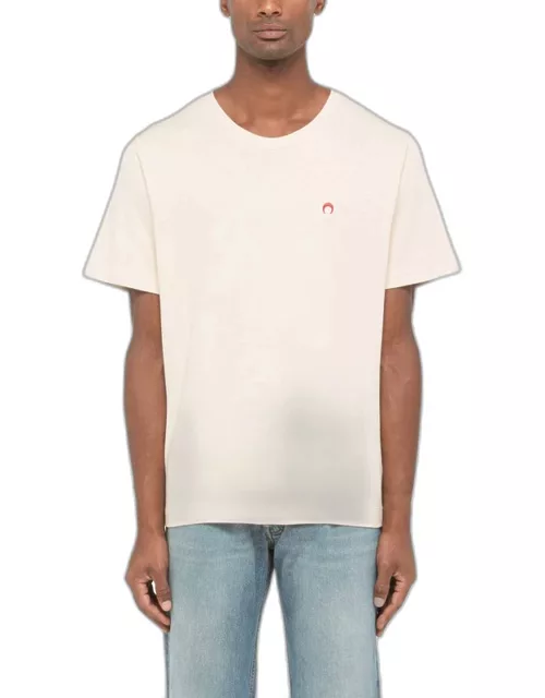 Ivory-coloured cotton crew neck t-shirt