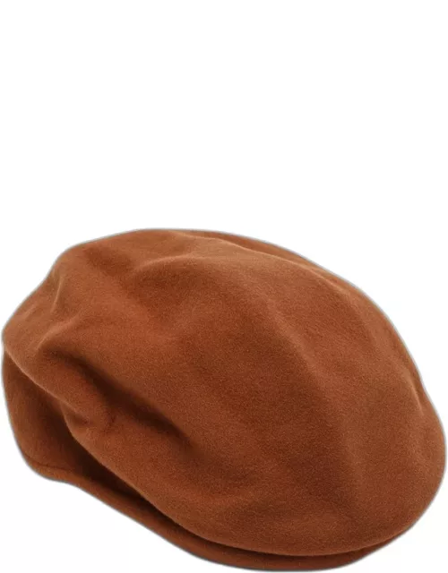 Brown wool hat with visor