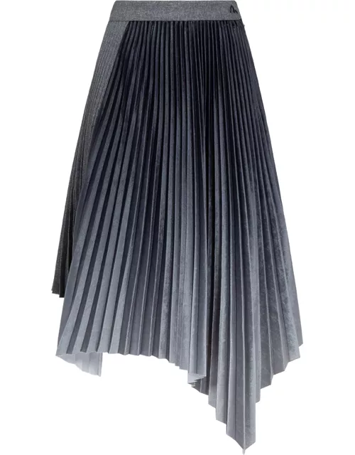 Gradiant Asymmetric Pleated Skirt
