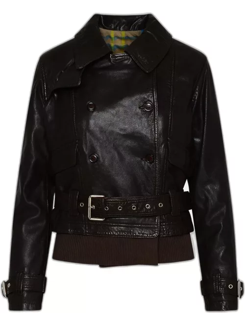 BULLY Brown Leather Bomber Jacket