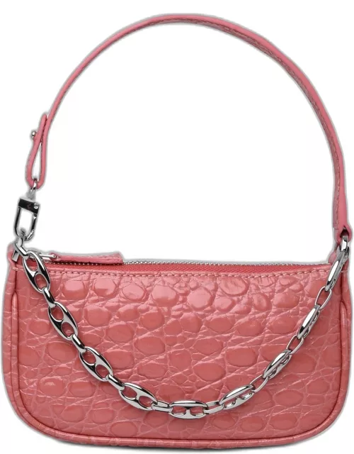 BY FAR Pink Embossed Mini Leather Rachel Bag