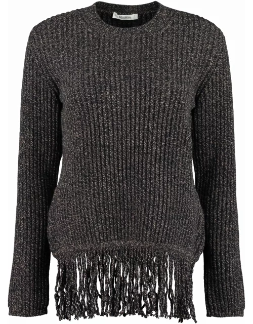 Max Mara Femme Ribbed Sweater With Fringe