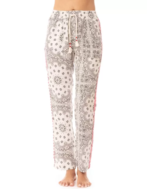 MC2 Saint Barth Woman Linen Pants With White Bandanna Print