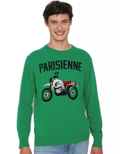 MC2 Saint Barth Man Lightweight Sweater With Motorbike Jacquard Print
