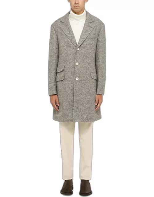 Grey wool single-breasted coat