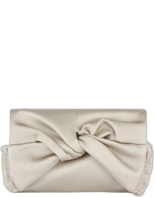 Bow Clutch Bag in Double Satin