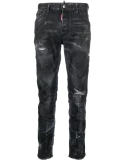 DSQUARED2 Slim-Fit Distressed Jeans Black