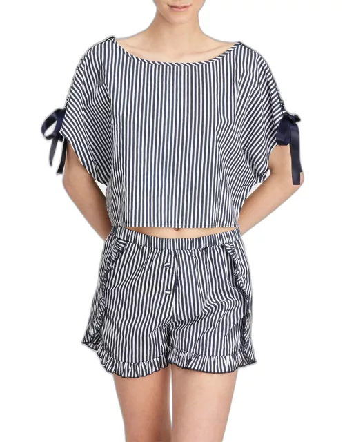 Gina Nessa Striped Ruffle-Trim Pajama Set