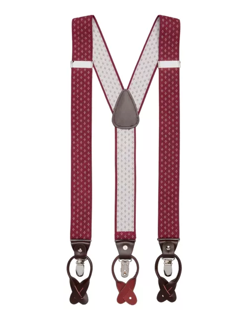 JoS. A. Bank Men's Button-In & Clip Suspenders, Burgundy, One