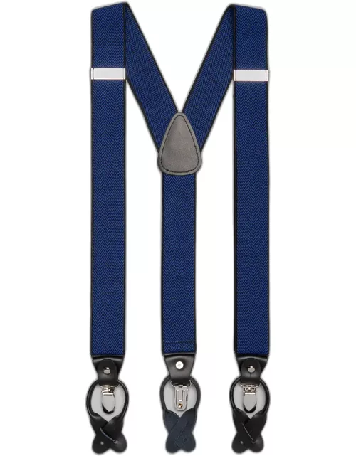 JoS. A. Bank Men's Button-In & Clip Fine Herringbone Suspenders, Navy, One