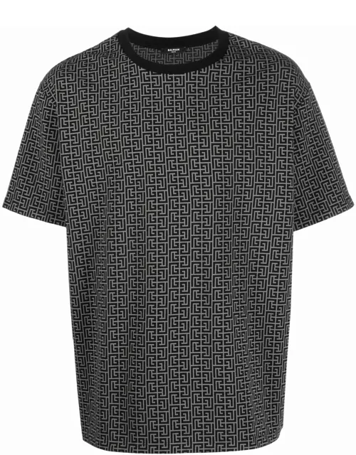 BALMAIN Monogram Bulky Fit T-Shirt Dark Grey