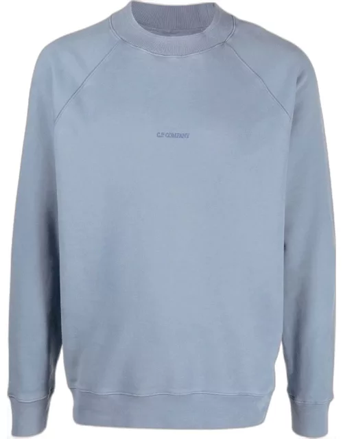 C.P. COMPANY Brushed & Emerized Diagonal Fleece Sweatshirt Blue