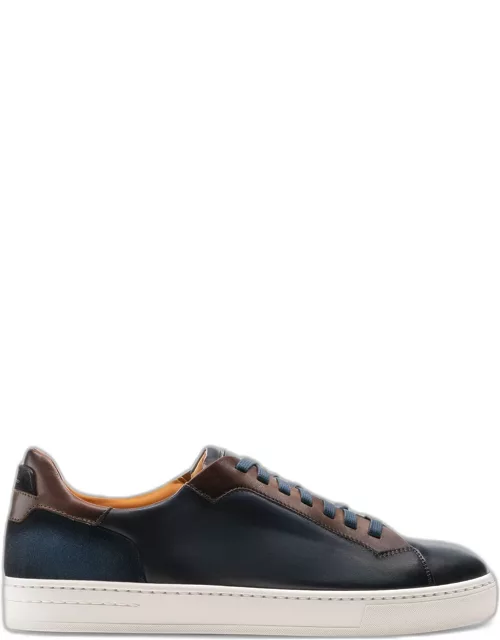 Men's Amadeo Burnished Leather Low-Top Sneaker