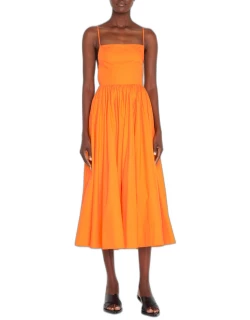 Ruched Strappy Midi Dres