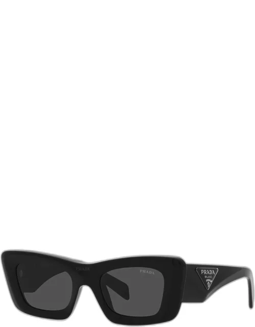 Rectangular Marble Acetate Cat-Eye Sunglasse
