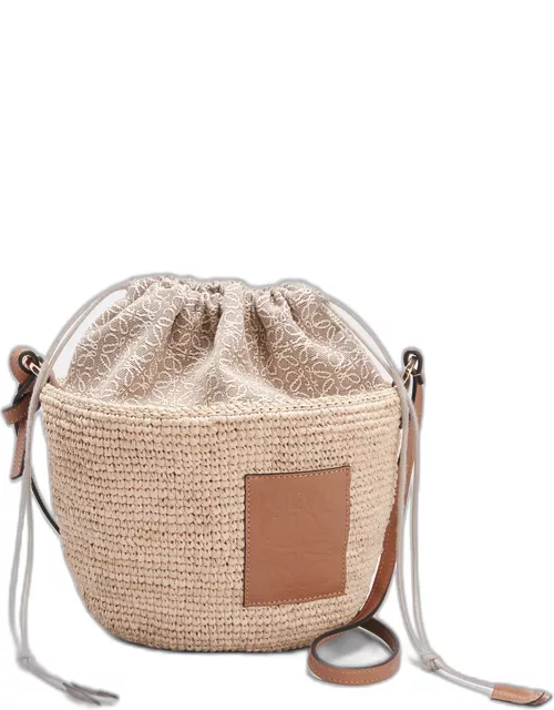 x Paula's Ibiza Pochette Bag in Raffia with Drawstring Pouch and Leather Strap