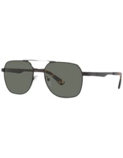 Men's Steel Double-Bridge Square Sunglasse