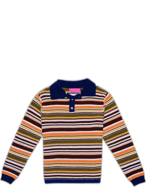 Men's Mix-Stripe Waffle Rugby Sweater