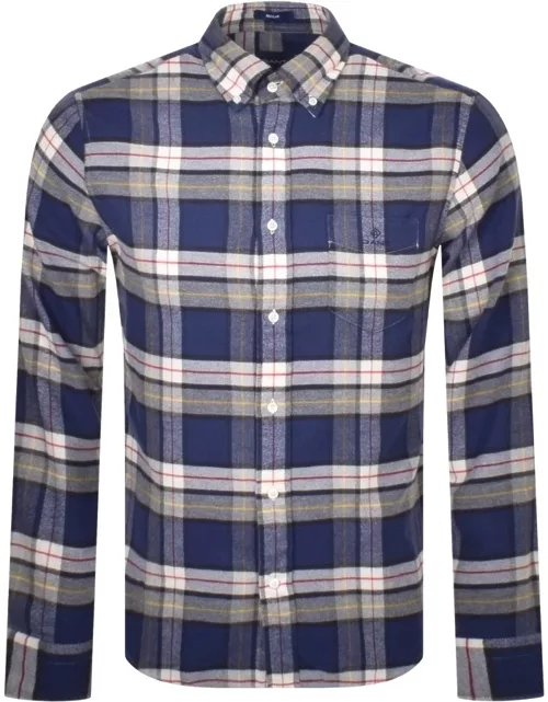 Gant Long Sleeved Flannel Check Shirt Blue