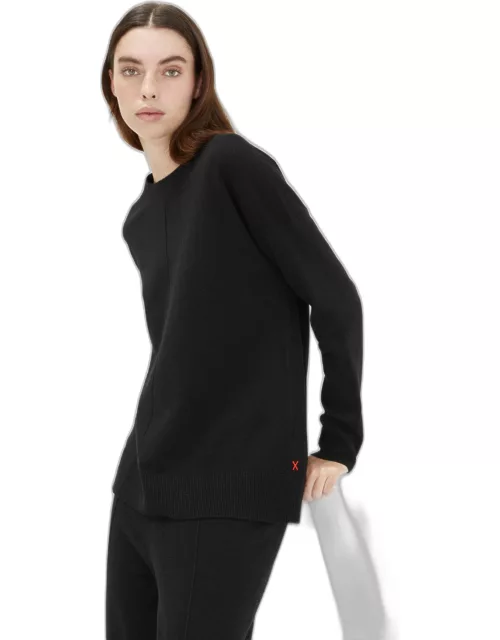 Black Wool-Cashmere Slouchy Sweater