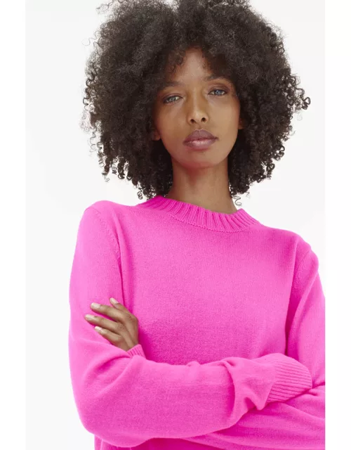 Fuchsia Wool-Cashmere Cropped Sweater