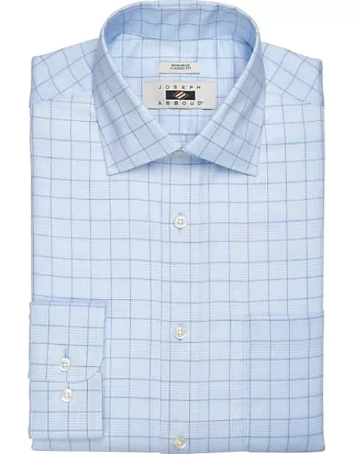 Joseph Abboud Men's Classic Fit Spread Collar Dress Shirt Blue Grid