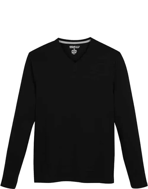 Awearness Kenneth Cole Men's V-Neck Long Sleeve Knit Shirt Black