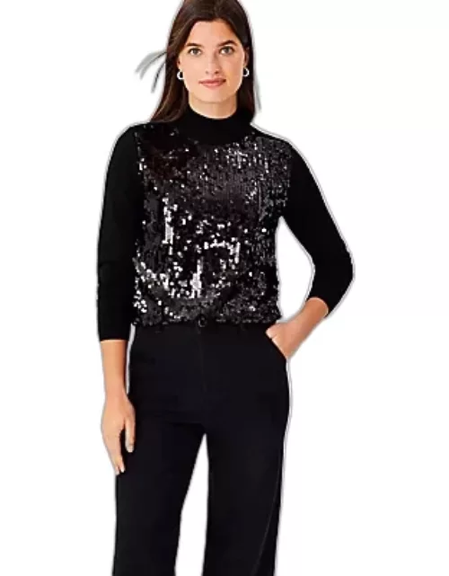 Ann Taylor Sequin Front Turtleneck Sweater