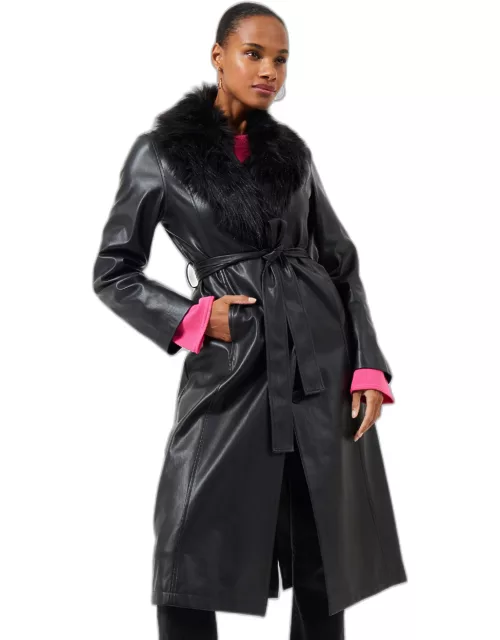 Etta Vegan Leather Faux Fur Long Coat
