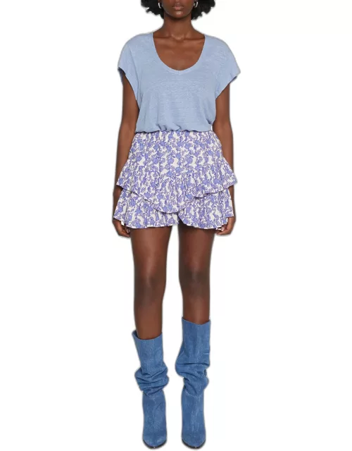 Jocadia Printed Tiered Mini Skirt