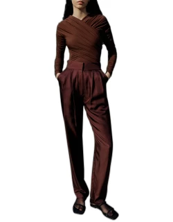 Remi Silk Pleated Straight Trouser