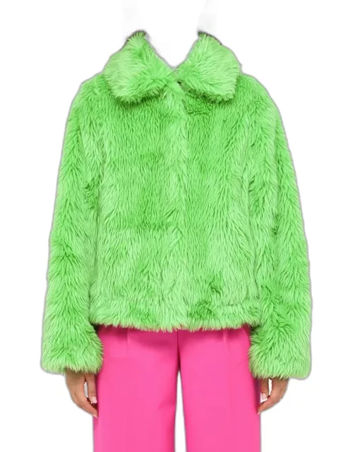 Short green faux fur jacket