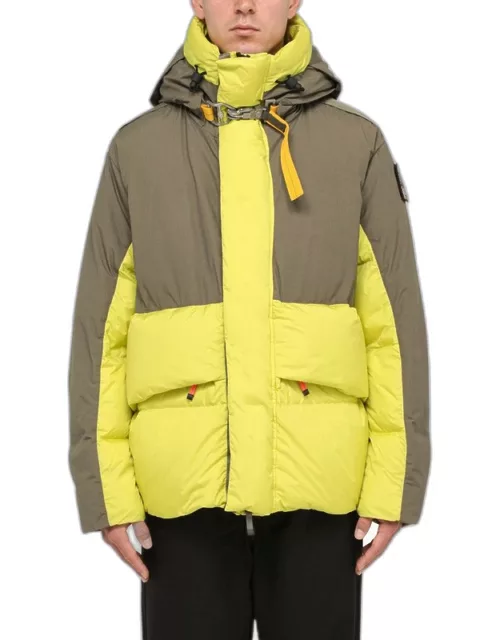 Grey/yellow padded nylon down jacket