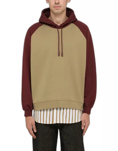 Beige/burgundy cotton sweatshirt
