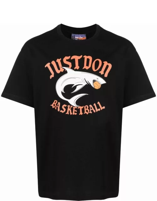 JUST DON Logo-print Cotton T-shirt Black/Orange
