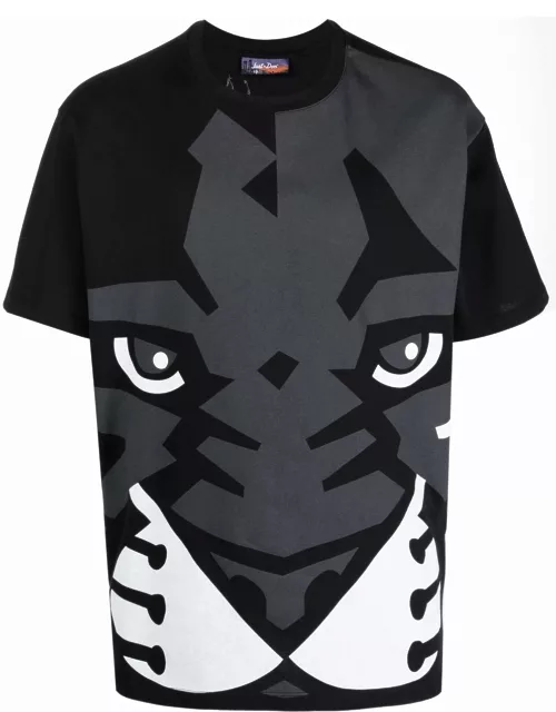 JUST DON Tiger-print Cotton T-shirt Black/Grey/White