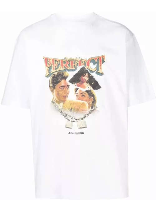 AHLUWALIA Nobody's Perfect print T-shirt White