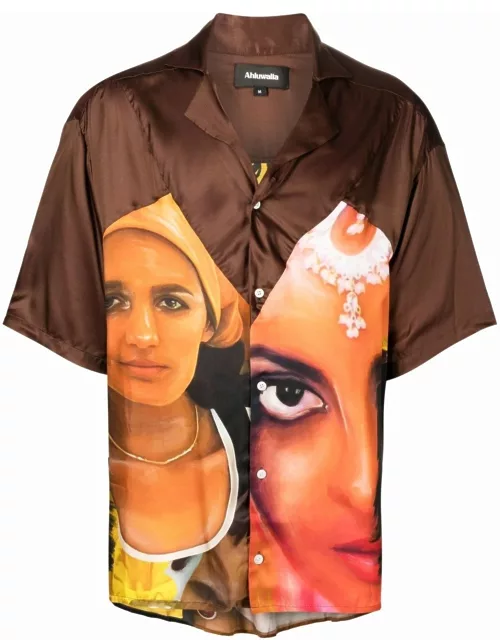 AHLUWALIA Woman Print Shirt Brown