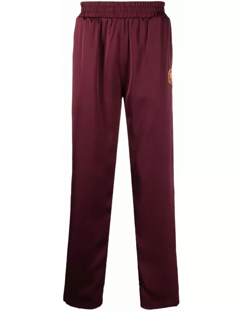 BEL-AIR ATHLETICS embroidered logo crest trousers bordeaux