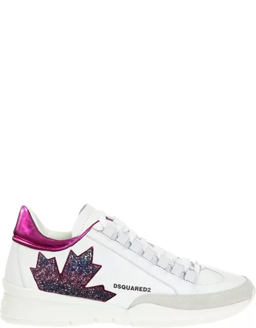 DSQUARED2 WOMEN Logo-print sneaker White Pink