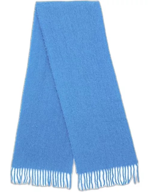 Blue alpaca scarf with fringe