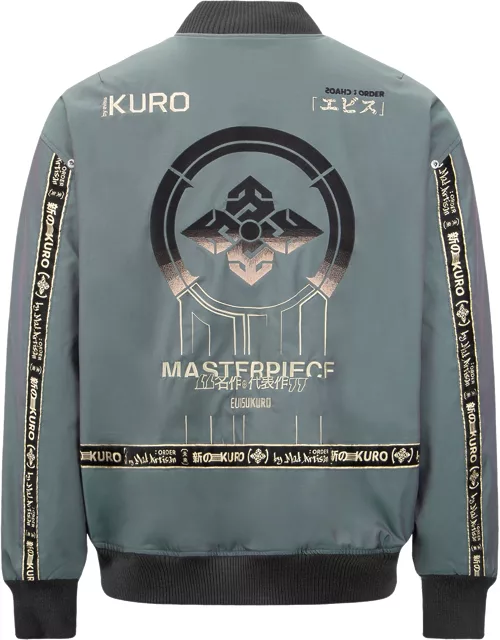 Gradient Kamon Embroidery Bomber Jacket