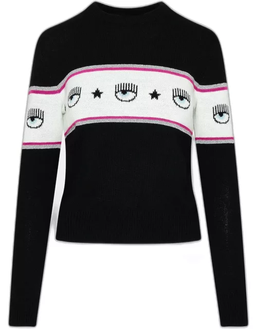 CHIARA FERRAGNI Wool Blend Black Sweater