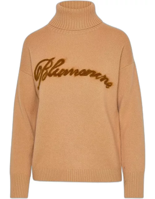 BLUMARINE Beige Cashmere Blend Turtleneck Sweater