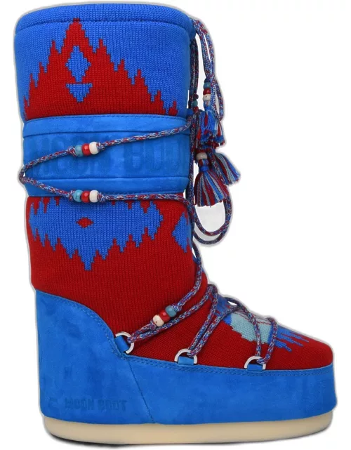 ALANUI Alanui X Moon Boot Icon Knit In Blue And Red Woo