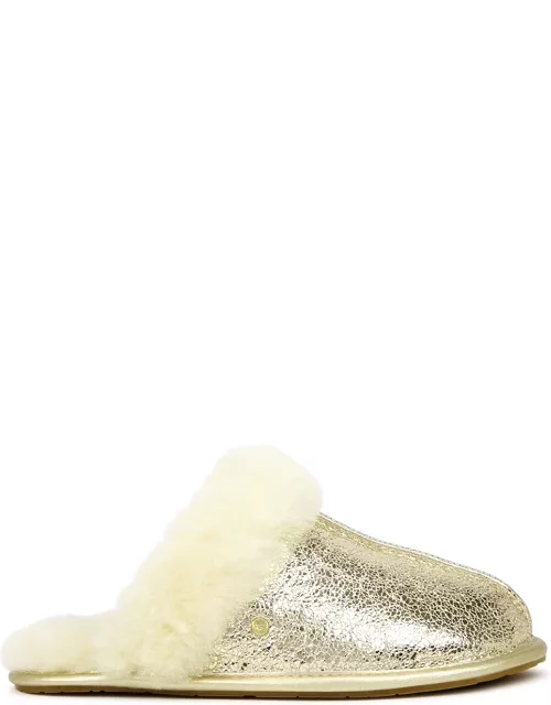 UGG Scuffette II Gold Leather Slippers