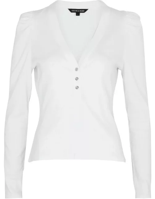 Veronica Beard Dekalb Ribbed Stretch-cotton top - White - M (UK12 / M)