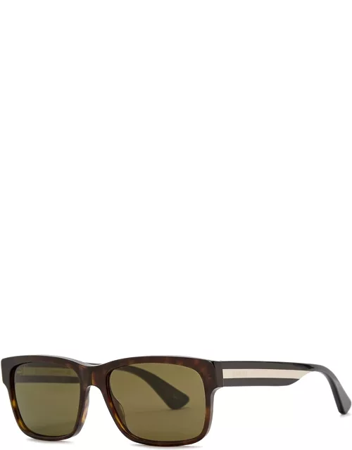 Gucci Tortoiseshell Rectangle-frame Sunglasses - Brown
